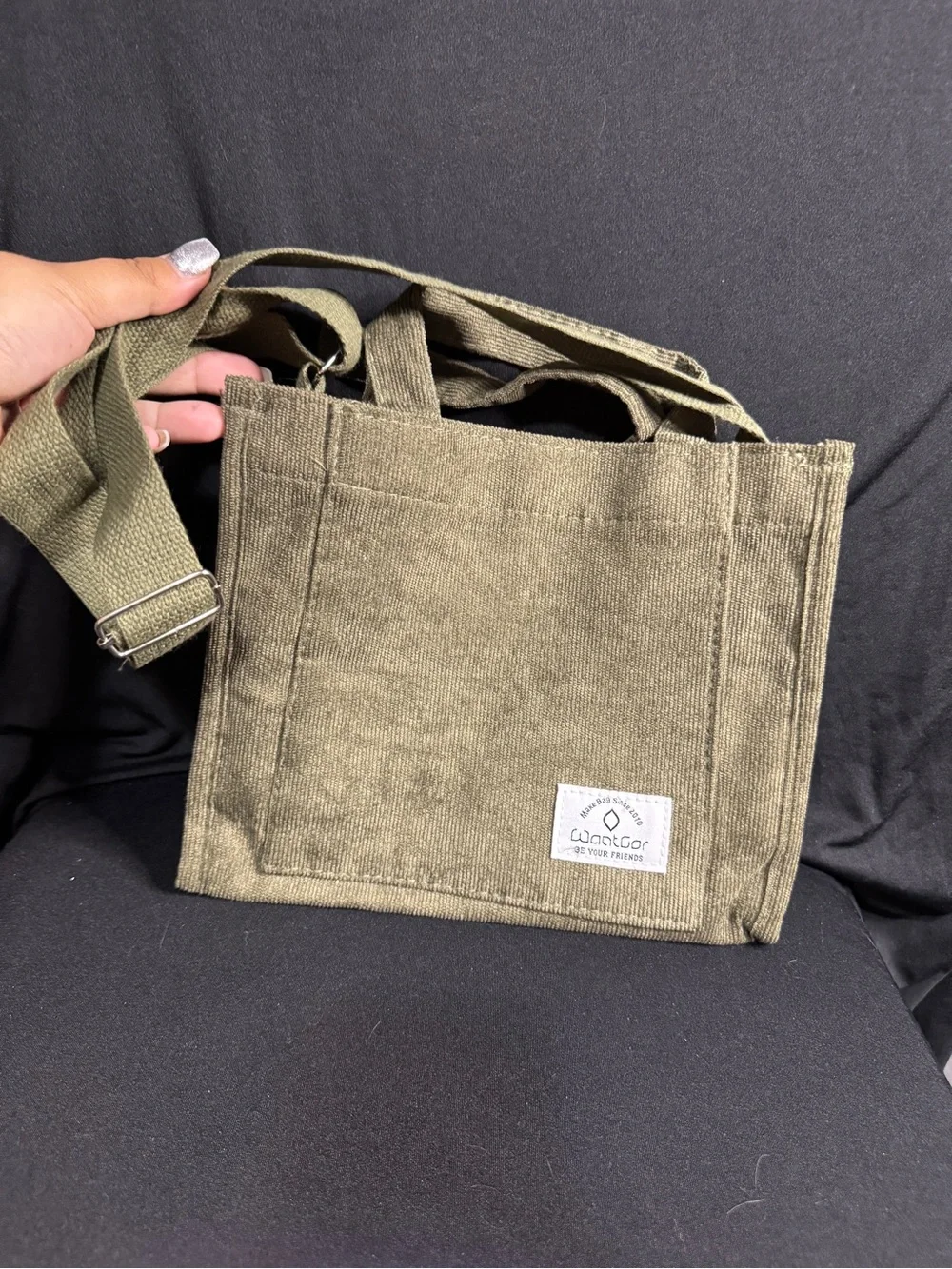 Olive Green Canvas Crossbody Bag